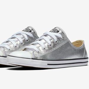 Converse All Star Dainty Ox Trainers - Silver S8